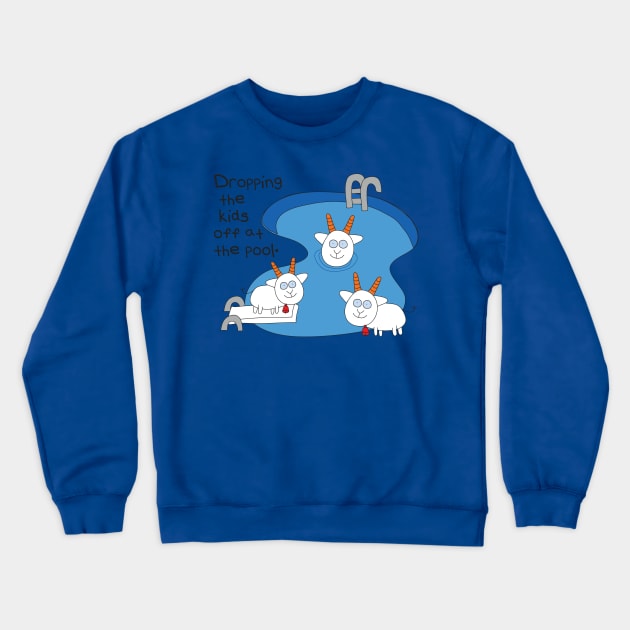 Dropping the Kids Off at the Pool Crewneck Sweatshirt by toddgoldmanart